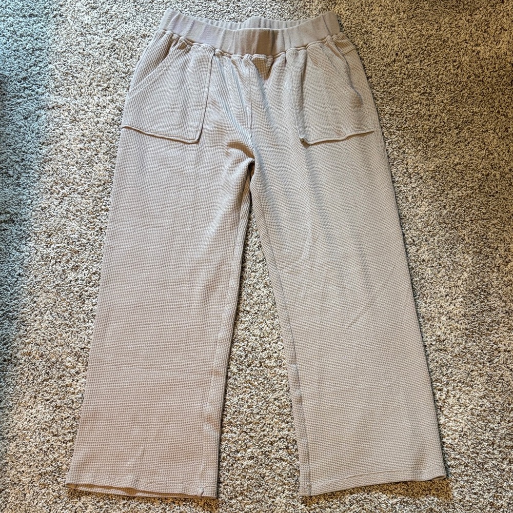 Beige Wide-Leg Trousers